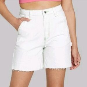 Wild Fable Highest Rise White Denim Utility Shorts NWT